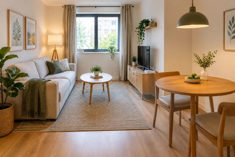 Small living room with separate dining and seating areas