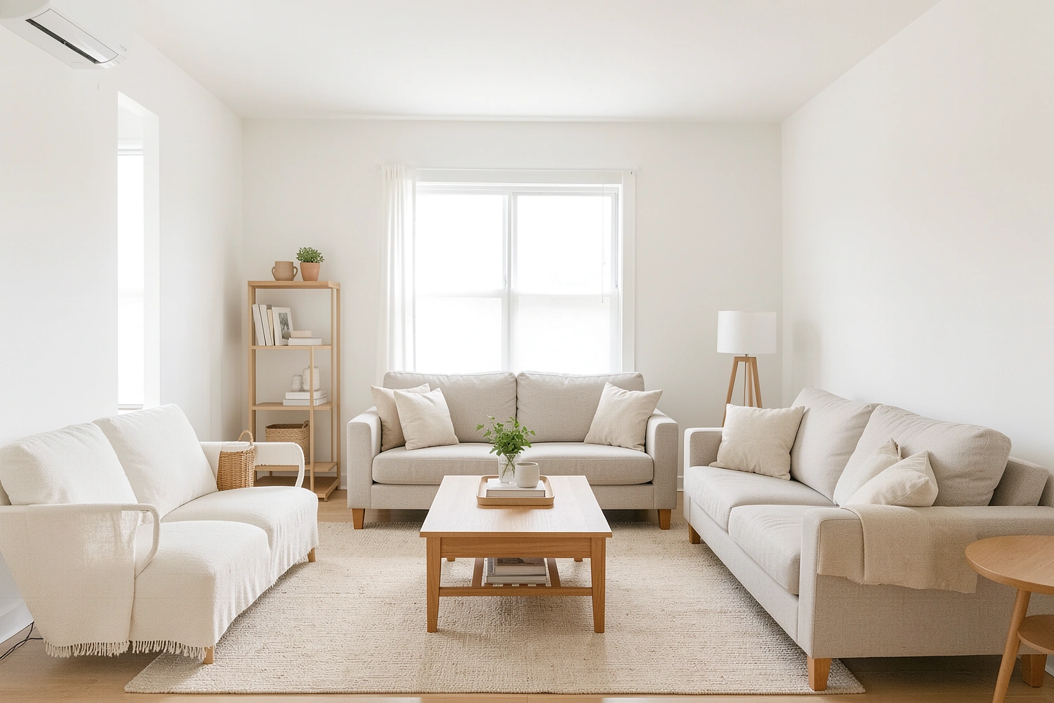 Small living room arranged around one clear focal point